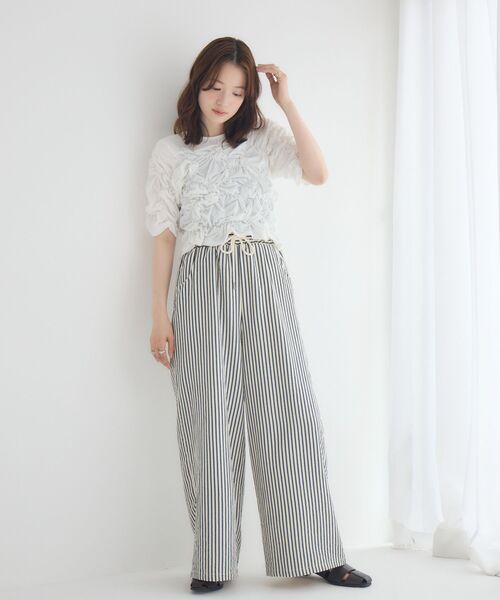 RETRO GIRL(レトロガール)の「シャーリングカットソー(Tシャツ/カットソー・レディース・ナチュラル/グリーン/ブラック・FREE)」の6枚目の写真