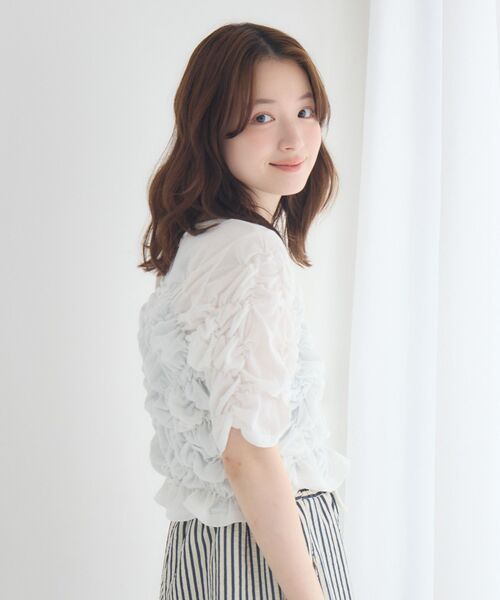 RETRO GIRL(レトロガール)の「シャーリングカットソー(Tシャツ/カットソー・レディース・ナチュラル/グリーン/ブラック・FREE)」の8枚目の写真
