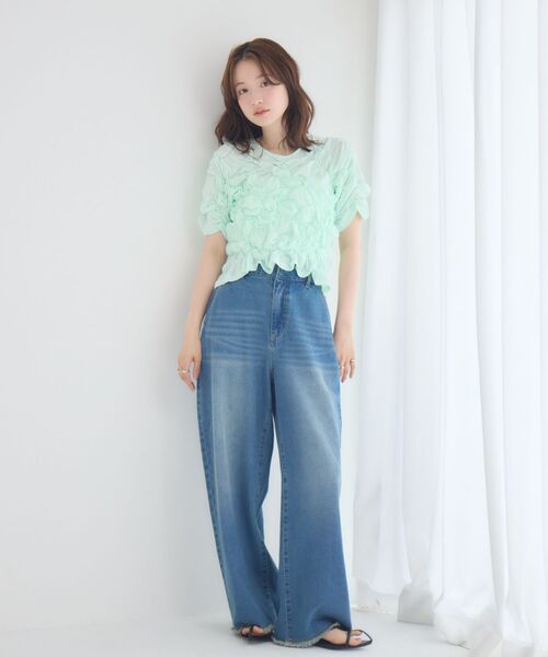 RETRO GIRL(レトロガール)の「シャーリングカットソー(Tシャツ/カットソー・レディース・ナチュラル/グリーン/ブラック・FREE)」の12枚目の写真