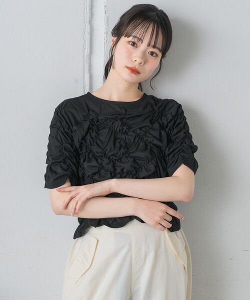 RETRO GIRL(レトロガール)の「シャーリングカットソー(Tシャツ/カットソー・レディース・ナチュラル/グリーン/ブラック・FREE)」の19枚目の写真