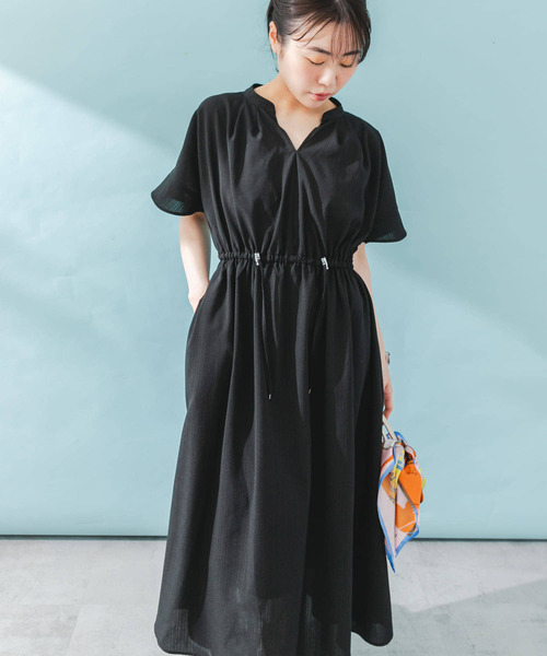 URBAN RESEARCH ROSSO WOMEN（アーバンリサーチ　ロッソ）の「セミシアードロストギャザーワンピース（ワンピース・レディース・ミント/イエロー系その他/ブラック・FREE）」の16枚目の写真