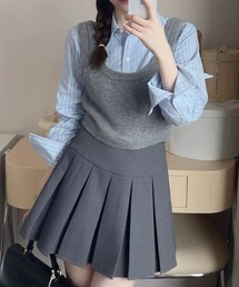 レイヤード仕立てニットベストブラウス
