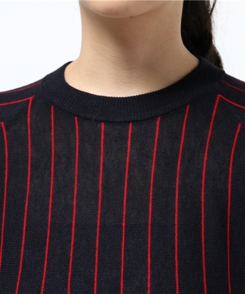 SEVENDAYS=SUNDAY（セブンデイズサンデイ）の「ウール混ストライプ　長袖プルオーバー（ニット/セーター・レディース・オフホワイト/ベージュ/グレー/ネイビー・MEDIUM/LARGE）」の8枚目の写真