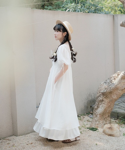 miolite(ミオライト)の「バック リボン デザイン シアー ワンピース miolite(ワンピース・レディース・ホワイト/ブルー・M)」の18枚目の写真