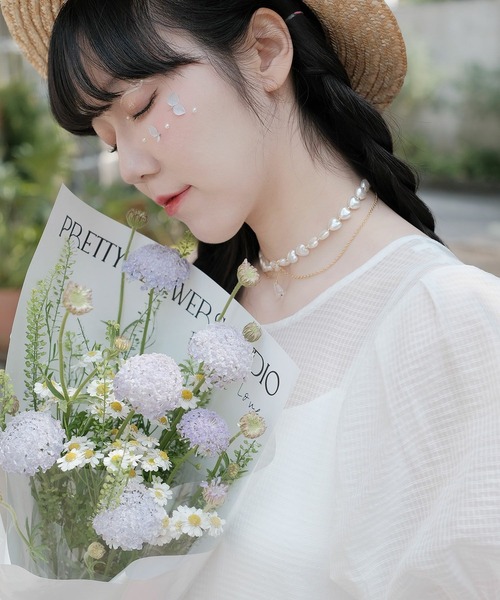 miolite(ミオライト)の「バック リボン デザイン シアー ワンピース miolite(ワンピース・レディース・ホワイト/ブルー・M)」の13枚目の写真