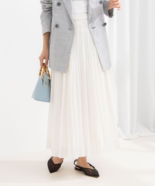 NOLLEY’S（ノーリーズ）の「オーガンジープリーツスカート（スカート・レディース・オフホワイト/ベビーピンク/ブラック・1/2）」の11枚目の写真