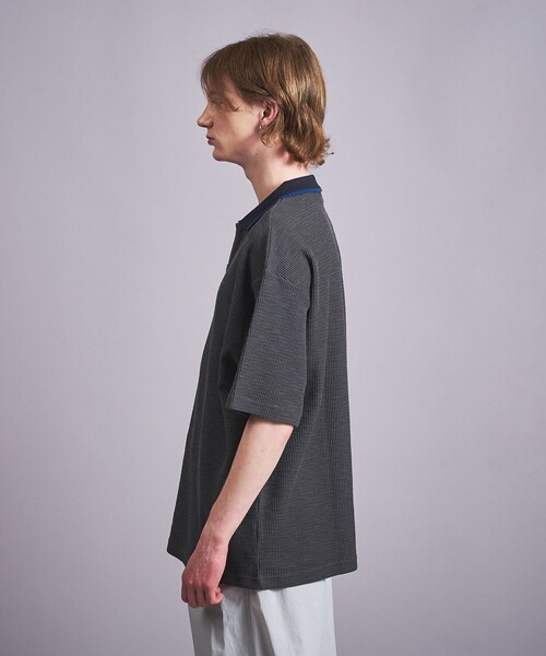 MONKEY TIME（モンキータイム）の「ラッセル ライン スキッパー ポロシャツ（ポロシャツ・メンズ・ブラック/ダークグレー・S/M/L/XL）」の11枚目の写真