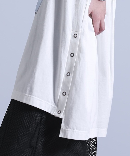 kOhAKU(コハク)の「アシメ箔デザインチュニックTシャツ(Tシャツ/カットソー・レディース・オフホワイト/ブラック・FREE)」の19枚目の写真