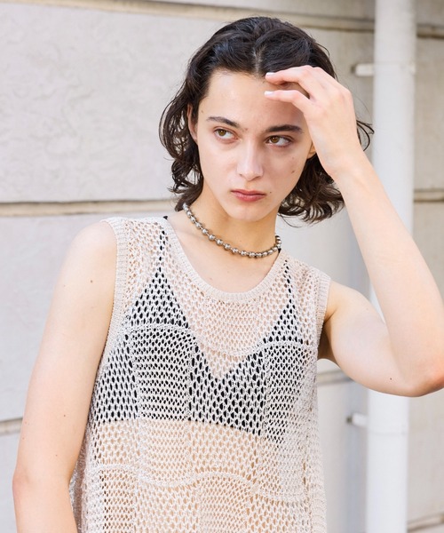 seyto サイズ1 / メッシュレイヤードタンクトップ seyto（セイト）の「Mesh layered tank top / メッシュレイヤード