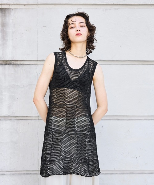 seyto（セイト）の「Mesh knit layered tank top / メッシュニット