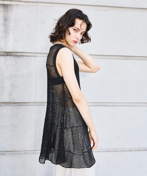 seyto（セイト）の「Mesh knit layered tank top / メッシュ