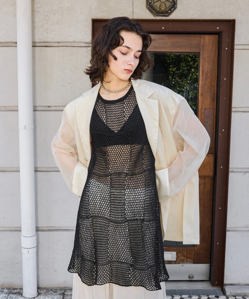 seyto サイズ1 / メッシュレイヤードタンクトップ seyto（セイト）の「Mesh layered tank top / メッシュレイヤード