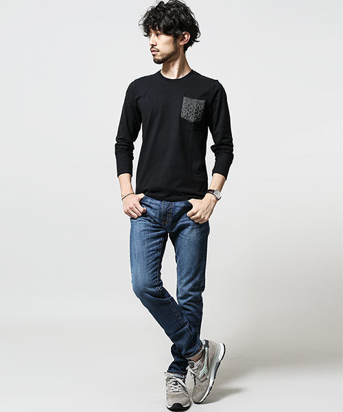 NANO universe（ナノユニバース）の「ニットポケットクルーネックTee L/S（Tシャツ/カットソー・メンズ・ホワイト/ネイビー/グレー/ブラック・MEDIUM/SMALL/LARGE/X-LARGE）」の14枚目の写真