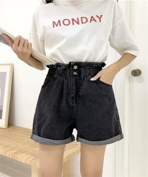 セール】ロールアップデニムショートパンツ（デニムパンツ