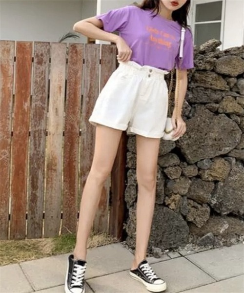 FREE STYLISTS(フリー スタイリスト)の「ロールアップデニムショートパンツ(デニムパンツ・レディース・ブルー/ホワイト/ダークグレー・S/M/L/XL)」の8枚目の写真