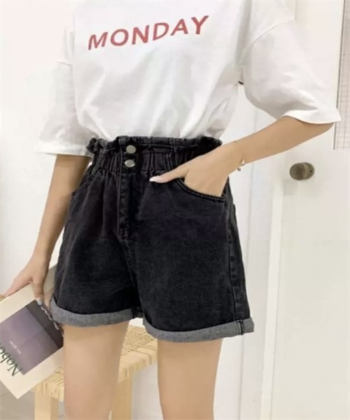 セール】ロールアップデニムショートパンツ（デニムパンツ