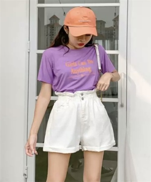 FREE STYLISTS(フリー スタイリスト)の「ロールアップデニムショートパンツ(デニムパンツ・レディース・ブルー/ホワイト/ダークグレー・S/M/L/XL)」の6枚目の写真