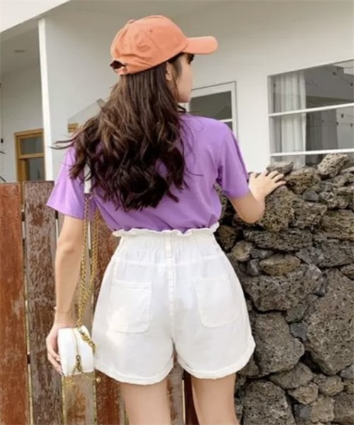 FREE STYLISTS(フリー スタイリスト)の「ロールアップデニムショートパンツ(デニムパンツ・レディース・ブルー/ホワイト/ダークグレー・S/M/L/XL)」の11枚目の写真