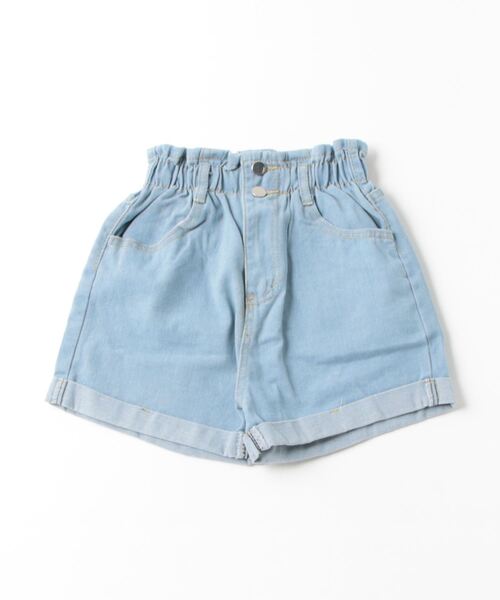 Cider◆デニム ストライプ ショートパンツ【送料込み】 ハイウエスト LEFT HEM ダメージデニム ショートパンツ[品番