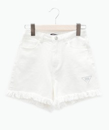 フリンジデニムショートパンツ