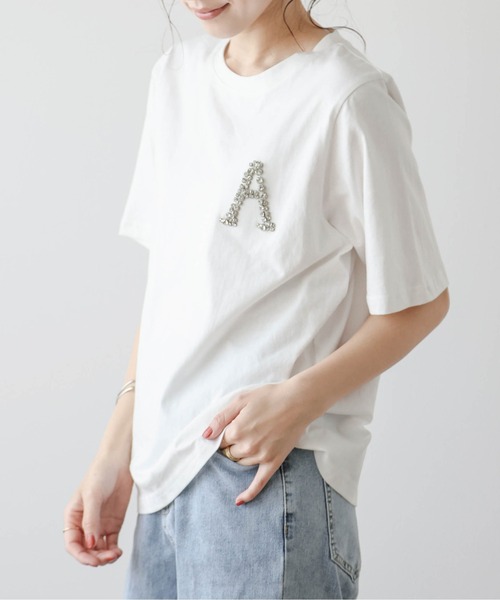 AMELY(エミリー)の「ビジューモチーフTシャツ(Tシャツ/カットソー・レディース・ホワイト/ブラック・フリー)」の2枚目の写真
