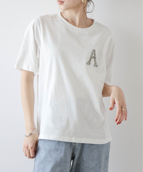 AMELY(エミリー)の「ビジューモチーフTシャツ(Tシャツ/カットソー・レディース・ホワイト/ブラック・フリー)」の20枚目の写真