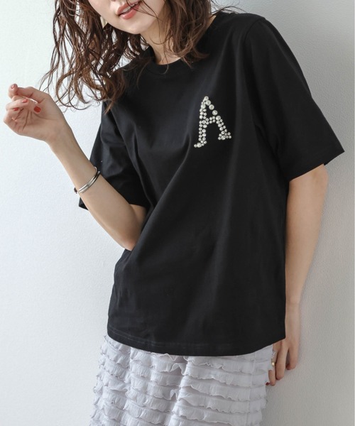 AMELY(エミリー)の「ビジューモチーフTシャツ(Tシャツ/カットソー・レディース・ホワイト/ブラック・フリー)」の9枚目の写真