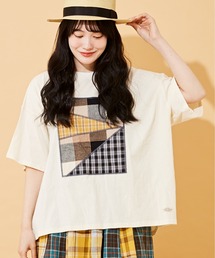 CUBE SUGAR | OE天竺チェックパッチワークTシャツ(Tシャツ/カットソー)