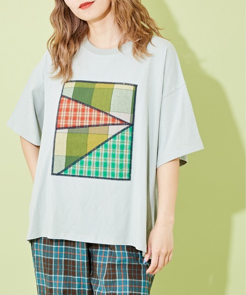 CUBE SUGAR（キューブシュガー）の「OE天竺チェックパッチワークT 