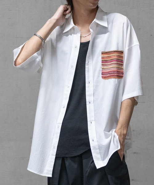 JOHN'S CLOSET（ジョンズクローゼット）の「【i】バルファレースポケット ブロードビッグシャツ（シャツ/ブラウス・メンズ・ブラック/ホワイト・MEDIUM/LARGE/X-LARGE）」の3枚目の写真