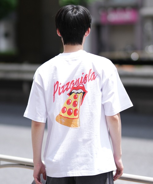 PIZZANISTA!(ピッザニスタ)の「【ムラサキスポーツ限定】PIZZANISTA/ピッザニスタ 半袖Tee カスレプリント オーバーサイズ ユニセックス PNTM242-03(Tシャツ/カットソー・メンズ・ホワイト/ブラック・XL/L/M)」の4枚目の写真