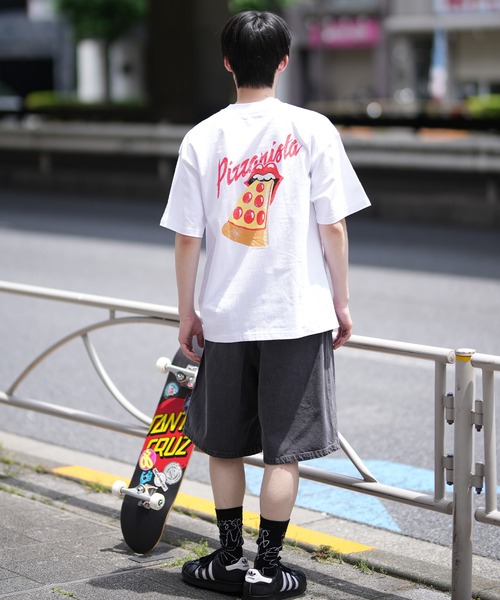 PIZZANISTA!(ピッザニスタ)の「【ムラサキスポーツ限定】PIZZANISTA/ピッザニスタ 半袖Tee カスレプリント オーバーサイズ ユニセックス PNTM242-03(Tシャツ/カットソー・メンズ・ホワイト/ブラック・XL/L/M)」の8枚目の写真