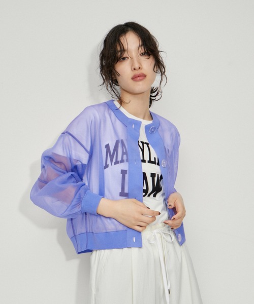 ⭐︎新品タグ付 アダムエロペカーディガン ブルー⭐︎ ADAM ET ROPE'（アダムエロペ） カーディガン 「WEB限定」ペプラム