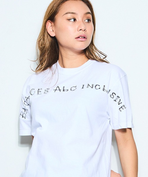AlexanderLeeChang（アレキサンダーリーチャン）の「AlexanderLeeChang アレキサンダーリーチャン / BLC S/S TEE [ALC LOGO] ビッグシルエットフリーハンドロゴ刺繍Tシャツ / BC-012414（Tシャツ/カットソー・メンズ・ダークオレンジ/オフホワイト/ブラック・MEDIUM/X-LARGE/LARGE）」の2枚目の写真