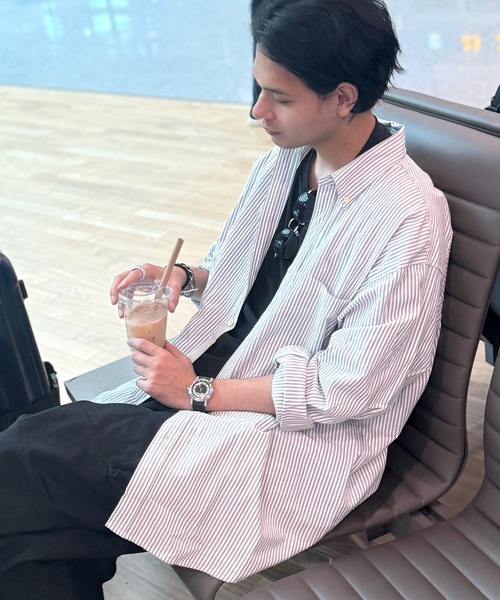 オーバーサイズリゾートストライプシャツ(MI)（シャツ/ブラウス