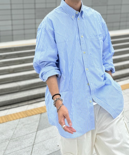 オーバーサイズリゾートストライプシャツ(MI)（シャツ/ブラウス