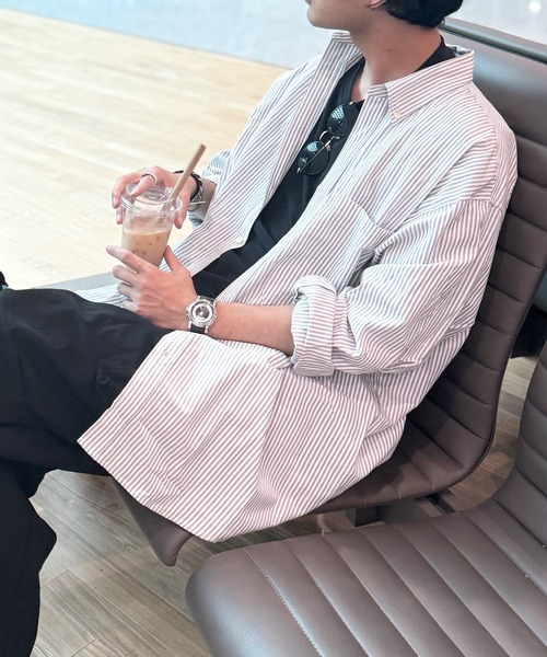 セール】オーバーサイズリゾートストライプシャツ(MI)（シャツ