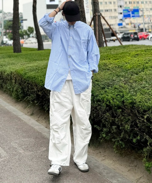 CERCA（チェルカ）の「オーバーサイズリゾートストライプシャツ(MI)（シャツ/ブラウス・メンズ・ネイビー/ライトブルー/グレー・LARGE/MEDIUM）」の9枚目の写真