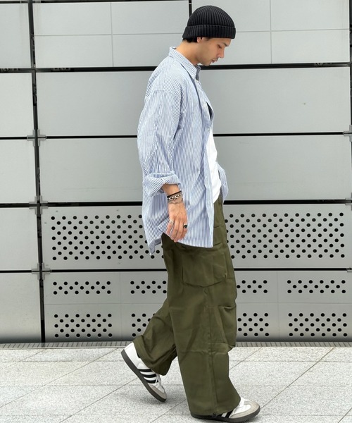 CERCA（チェルカ）の「オーバーサイズリゾートストライプシャツ(MI)（シャツ/ブラウス・メンズ・ネイビー/ライトブルー/グレー・LARGE/MEDIUM）」の14枚目の写真