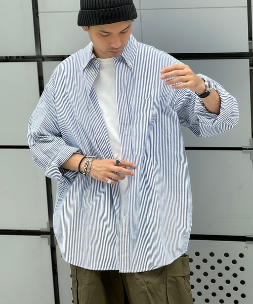 オーバーサイズリゾートストライプシャツ(MI)（シャツ/ブラウス