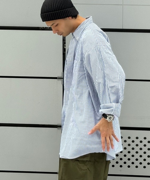 セール】オーバーサイズリゾートストライプシャツ(MI)（シャツ