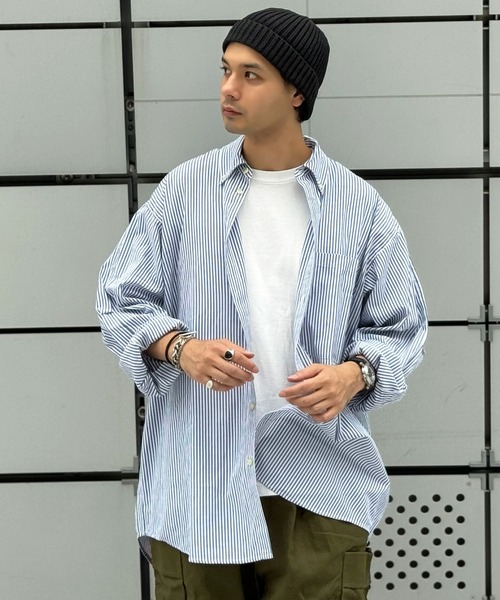 セール】オーバーサイズリゾートストライプシャツ(MI)（シャツ