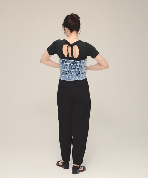 eL(エル)の「【eL】Back Round Soft TEE/132141(Tシャツ/カットソー・レディース・オフホワイト/ブラック/バーガンディー・FREE)」の6枚目の写真