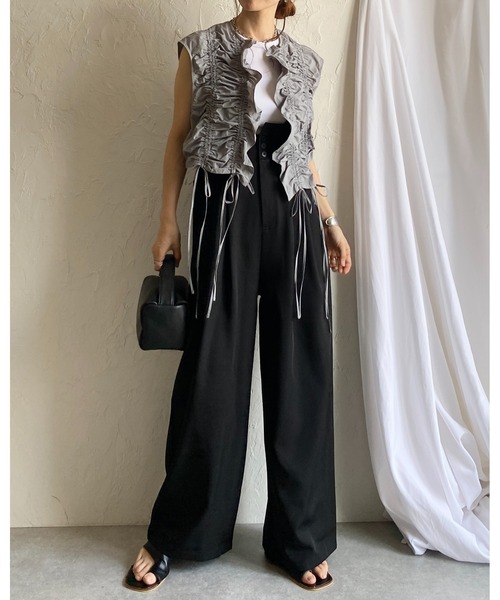 セール】ショート丈クロップドドロストシャーリングギャザー