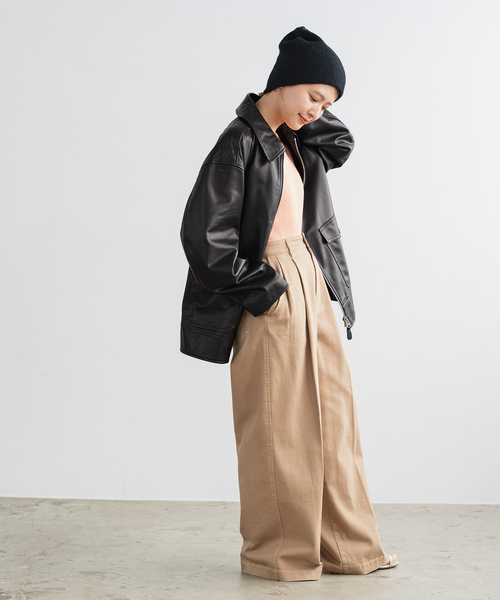 Spick & Span（スピックアンドスパン）の「LOT/SMPL-007 LEATHER G-1（ライダースジャケット・レディース・ブラック・36/38）」の5枚目の写真