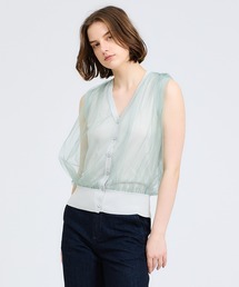 エストネーション　チュール　ノースリーブニット　美品 新品✨ エストネーション 現行完売品 チュールドッキング