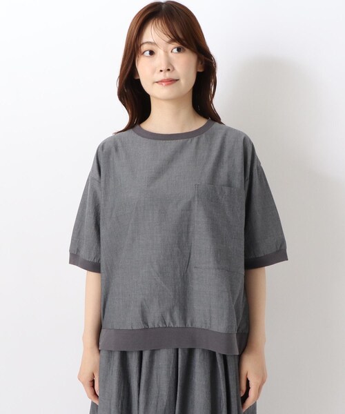 one'sterrace(ワンズテラス)の「リブコンビ 5分袖ブラウス(シャツ/ブラウス・レディース・カーキ系5/グレー系その他7・02)」の13枚目の写真