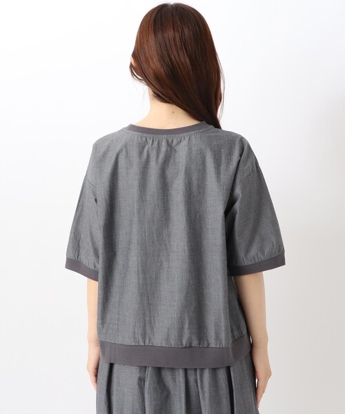 one'sterrace(ワンズテラス)の「リブコンビ 5分袖ブラウス(シャツ/ブラウス・レディース・カーキ系5/グレー系その他7・02)」の15枚目の写真