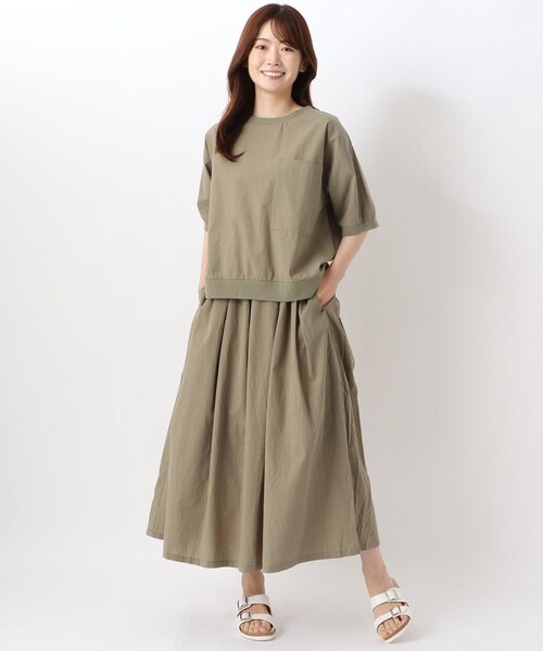 one'sterrace(ワンズテラス)の「リブコンビ 5分袖ブラウス(シャツ/ブラウス・レディース・カーキ系5/グレー系その他7・02)」の9枚目の写真