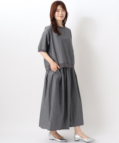 one'sterrace(ワンズテラス)の「リブコンビ 5分袖ブラウス(シャツ/ブラウス・レディース・カーキ系5/グレー系その他7・02)」の12枚目の写真